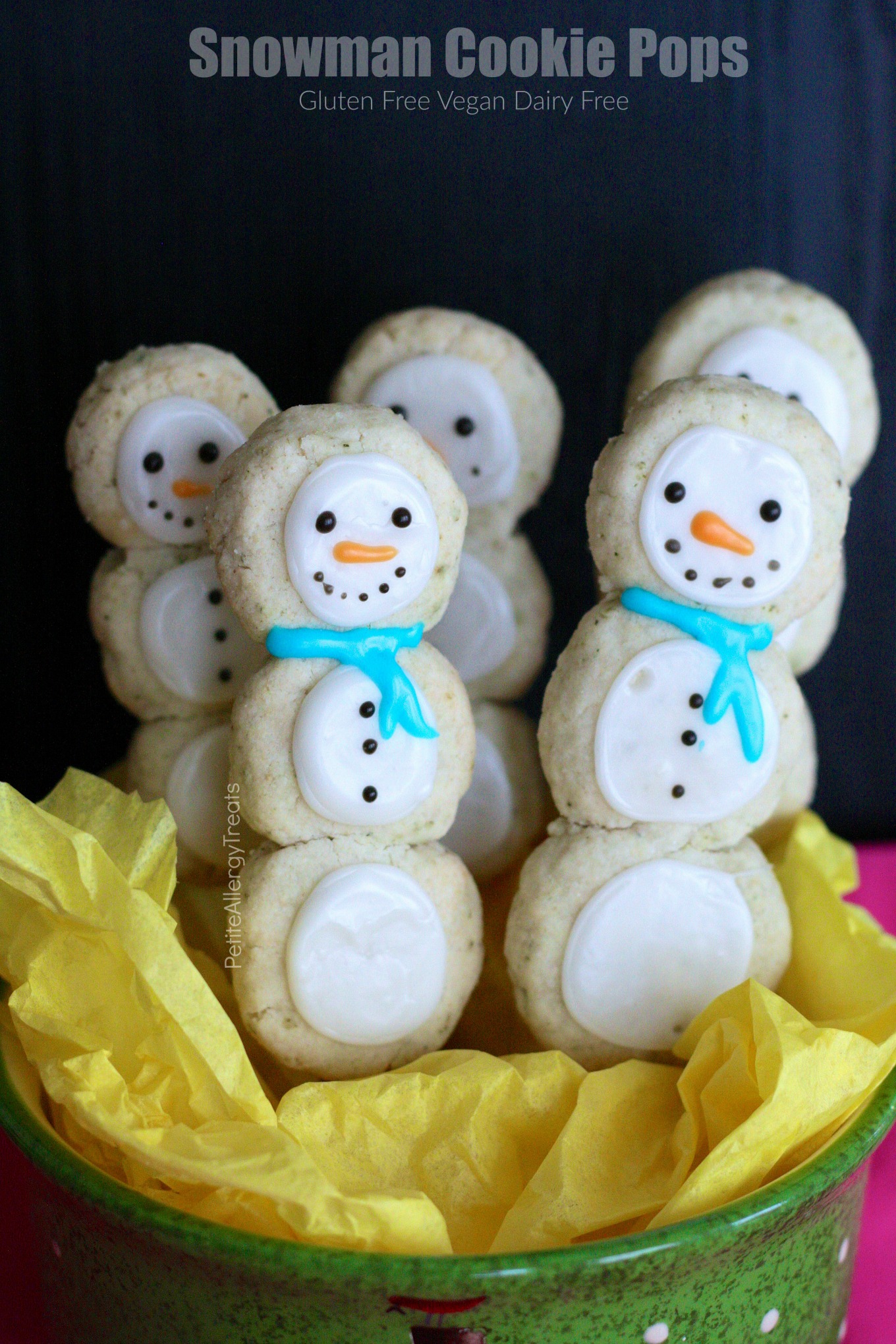 Snowman Cookie Pops (Gluten Free and Vegan) - Petite Allergy Treats