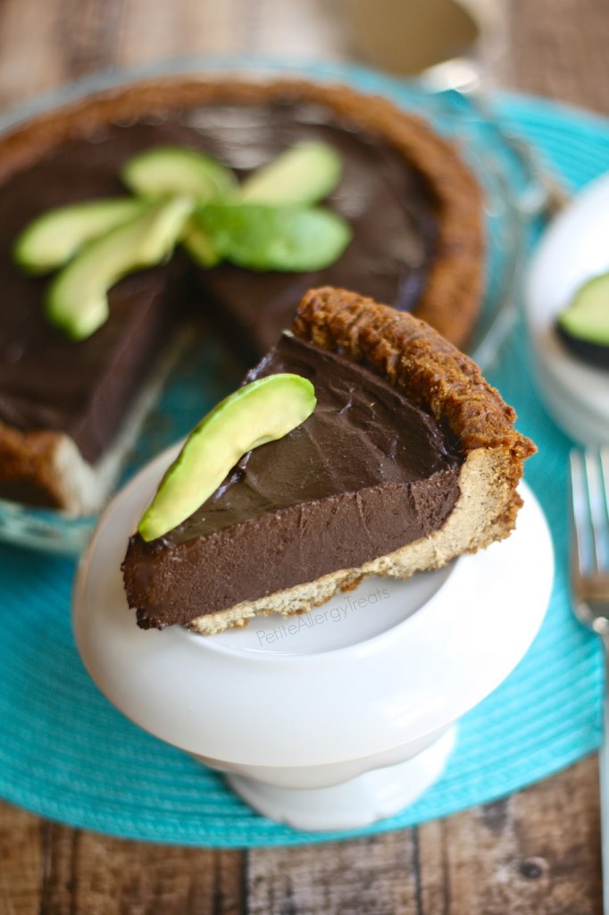 Chocolate Silk Pie with Avocado (gluten free Vegan dairy free) Decadent chocolate and avocado blended to a silky pie, no added fat or sugar. avocado, dairy free