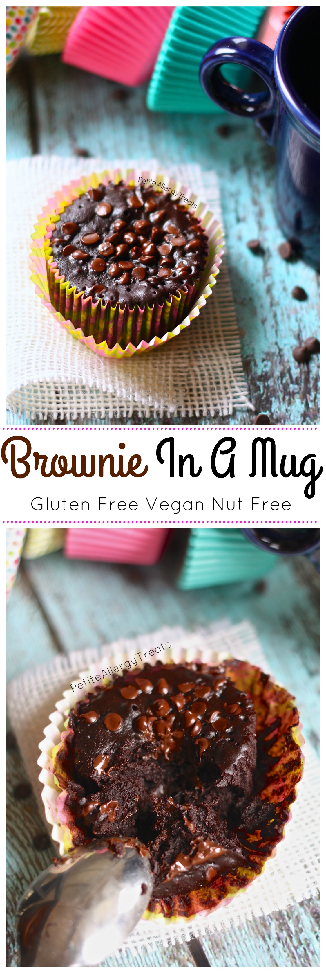 Brownie In A Mug (Gluten Free Vegan) -Easy single brownie, warm every time from the microwave!