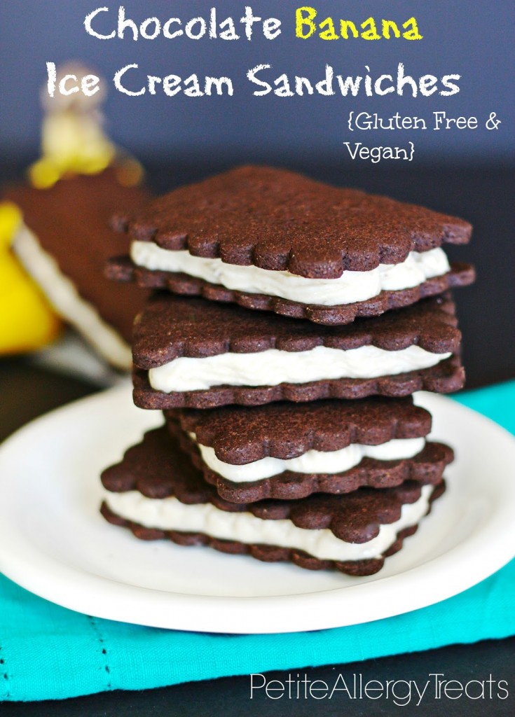 Banana Ice Cream Sandwiches (Dairy Free Gluten Free and Vegan)- Low fat treat using banana for 'ice cream' 