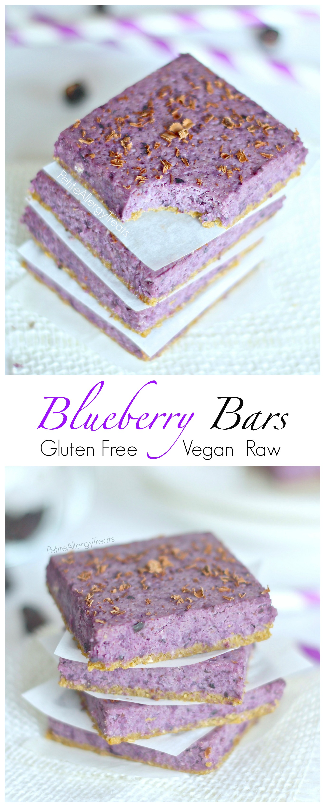 Blueberry Bars (gluten free vegan raw) Naturally beautiful blueberry oat bars bursting with real blueberries.