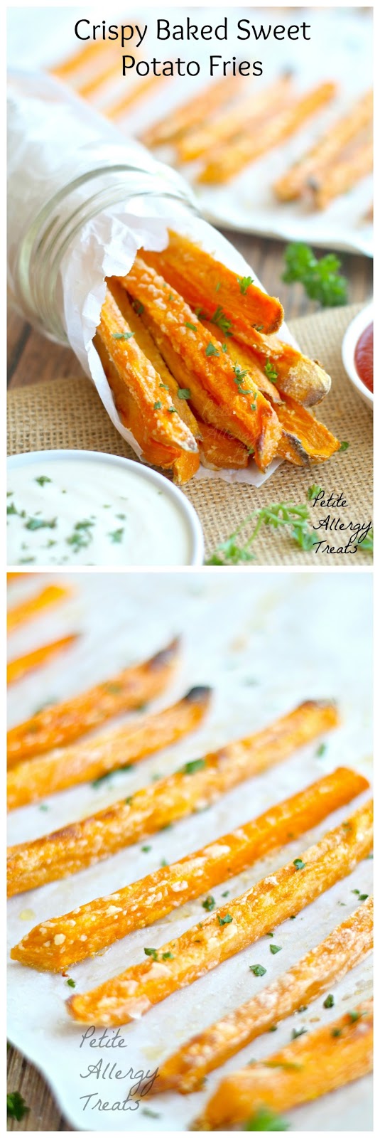 Sweet Potato Fries Crispy Baked- The BEST baked sweet potato fries easy with minimal oil, gluten free