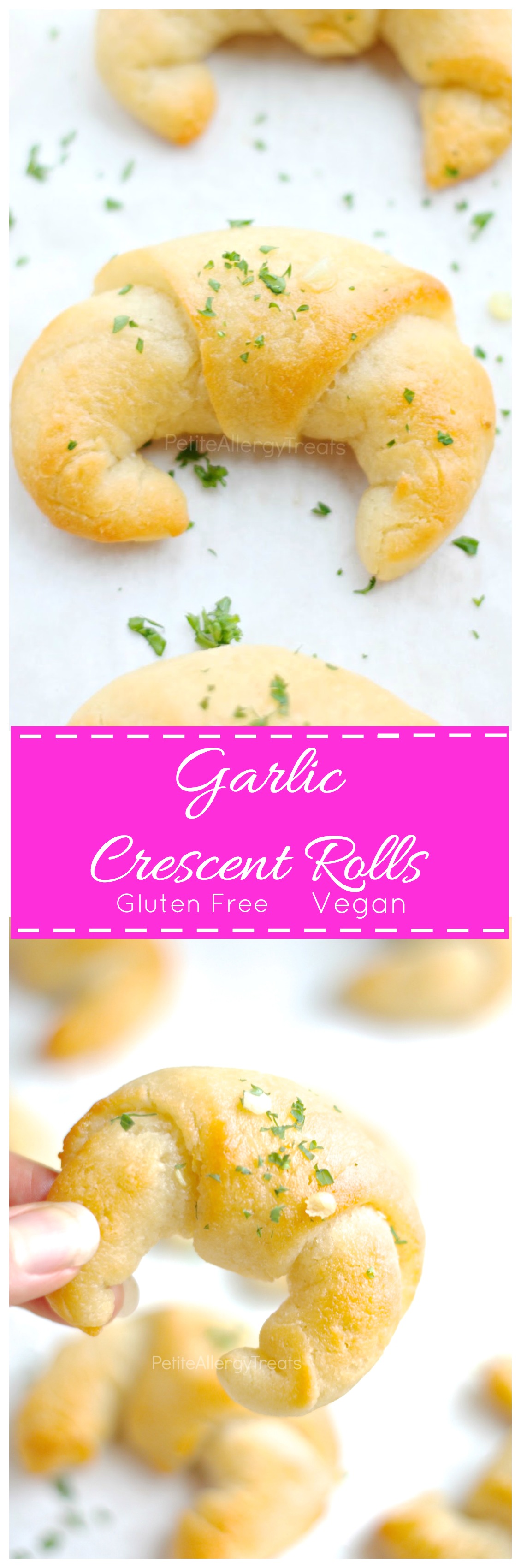 Gluten Free Vegan Garlic Crescent Rolls- Crispy and chewy these rolls are perfect to feed a crowd. PetiteAllergyTreats #shop, #mypicknsave