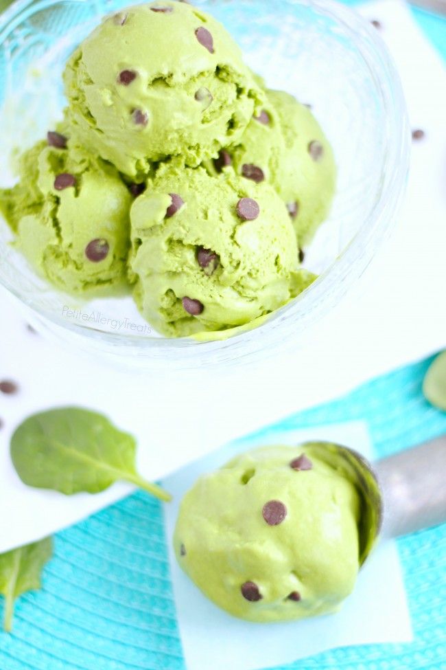 Mint Chocolate Chip Ice Cream (Vegan, Dairy Free) Easy homemade no churn naturally colored mint ice cream