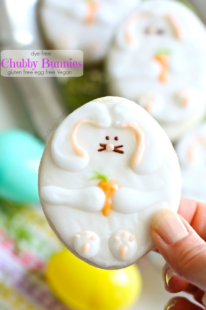 Chubby Easter Bunny Cookies Natural Dye (gluten free egg free dye free) -  Petite Allergy Treats