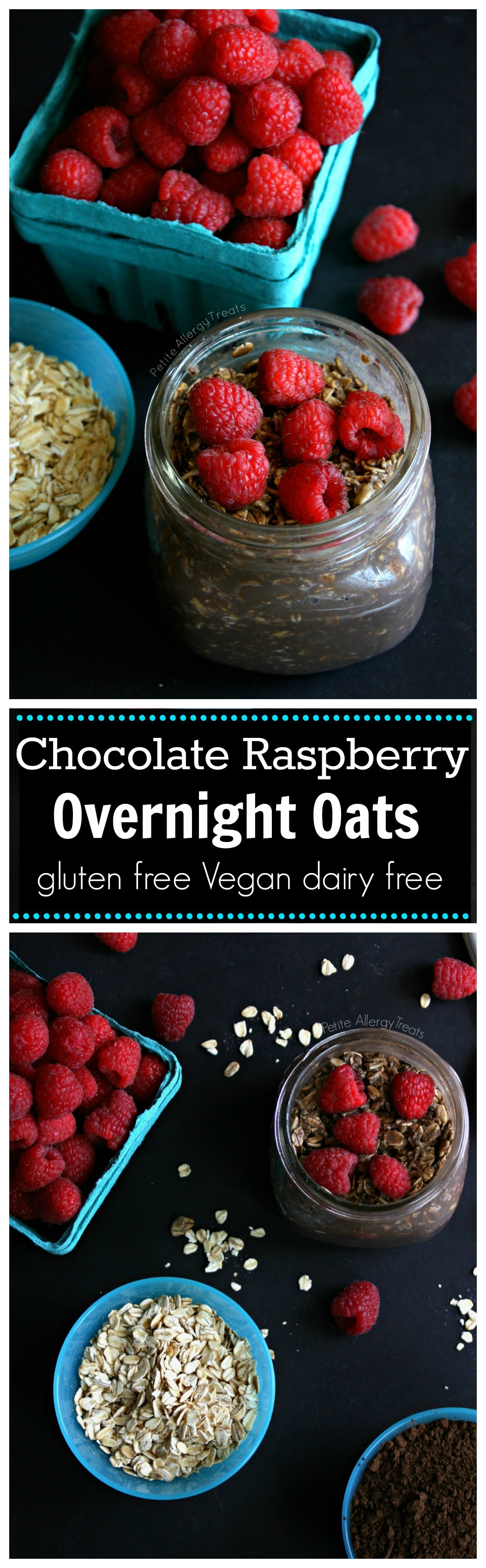 Easy Overnight Oats Chocolate Raspberry (gluten free Vegan)- Just mix set and forget for an easy oatmeal breakfast