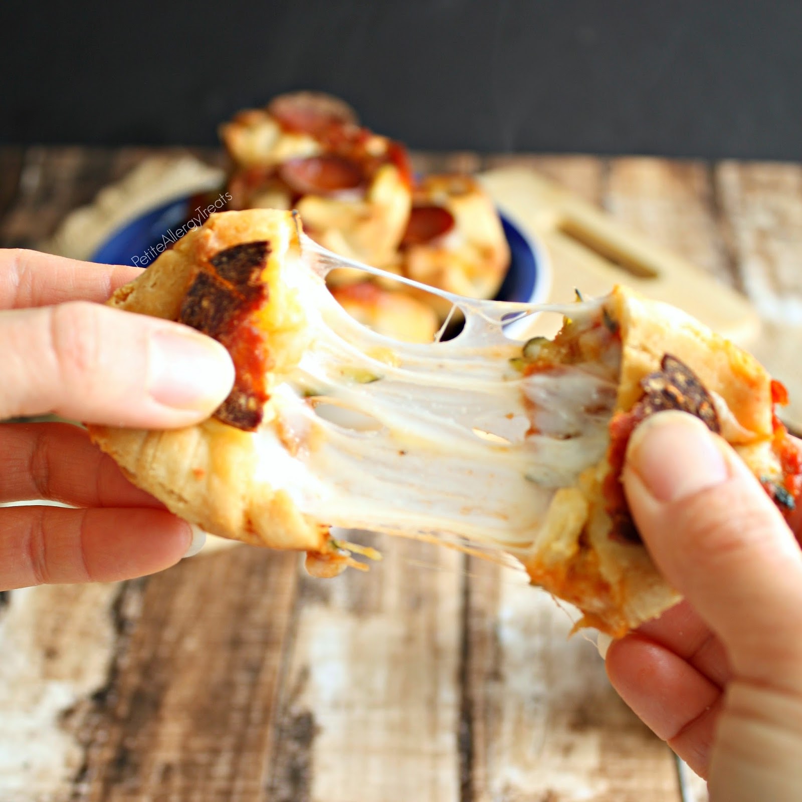 Pizza Bites (gluten free egg free)- Mini pizza pockets filled with gooey cheese and vegetables