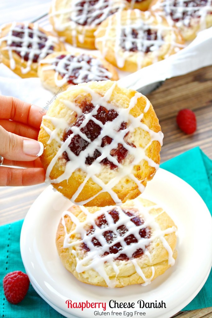 Cheese and Raspberry Danish (gluten free egg free Vegan option) Delicious raspberry filled mascarpone cheese pastries