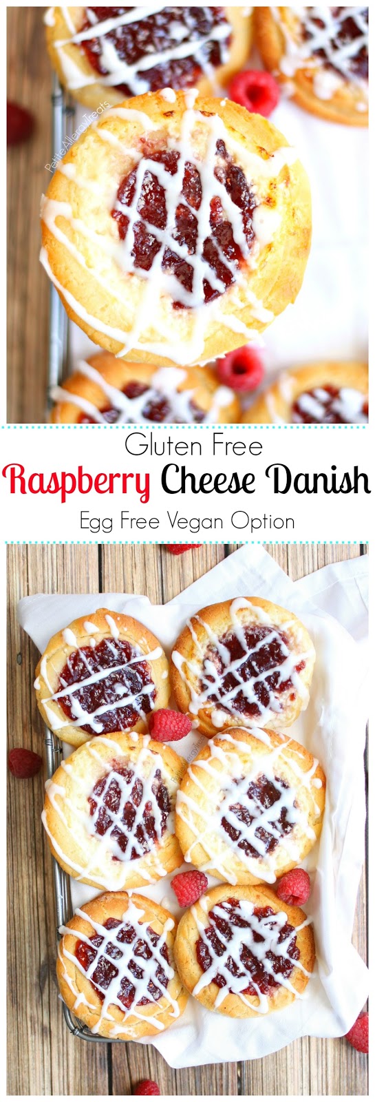 Raspberry Cheese Danish (gluten free egg free Vegan option) Delicious raspberry filled mascarpone cheese pastries