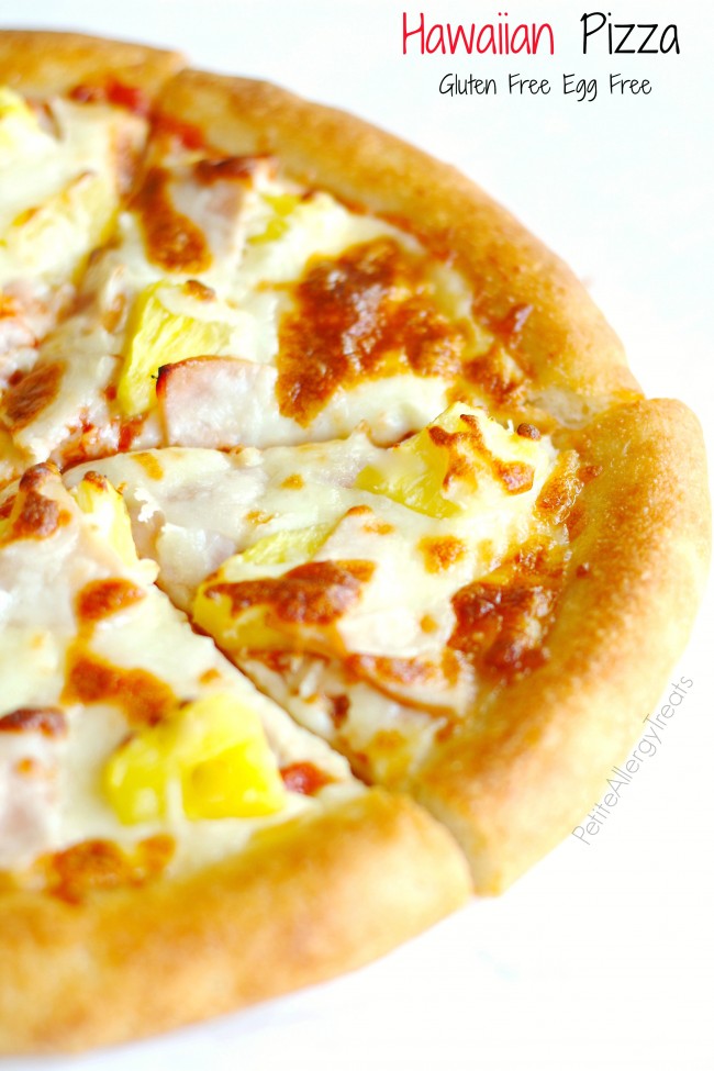Gluten Free Hawaiian Pineapple Pizza (egg free)- Combine salty and sweet with an unbelievable puffy gluten free pizza crust