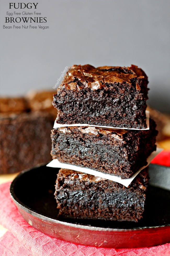 Fudgy Egg Free Gluten Free Brownies (Vegan Bean Free)- Decadent eggless brownie that is super fudgy!