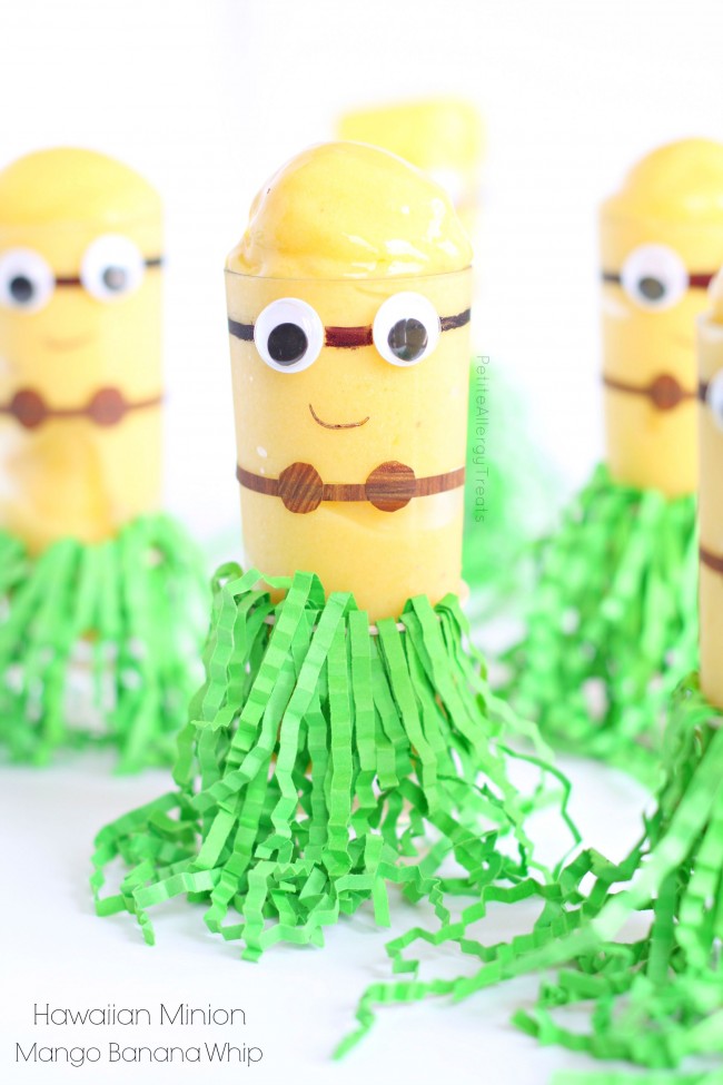 Minion Mango Banana Whip (dairy free)- Mango banana flavored whip in a cute DIY Minion cup.  #SendSmiles #ad