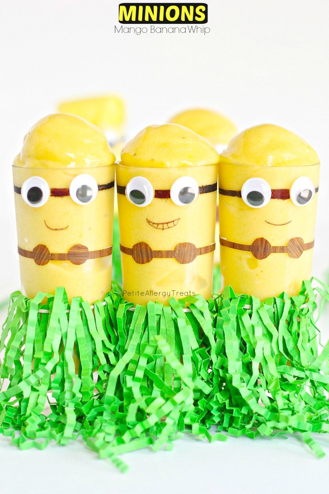 Minion Mango Banana Whip (dairy free)- Mango Banana flavored whip in a cute DIY Minion cup.  #SendSmiles #ad