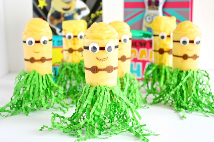 Hawaiian Minion Mango Banana Whip (dairy free)- Mango Banana flavored whip in a cute DIY Minion cup.  #SendSmiles #ad