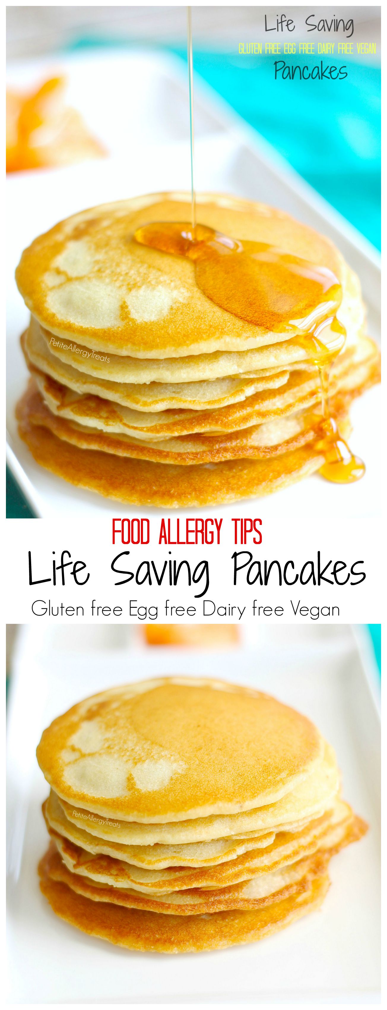 Gluten Free Egg Free Pancakes (Vegan)- Basic Life Saving baking for food allergies and tips to help- dairy free, soy free