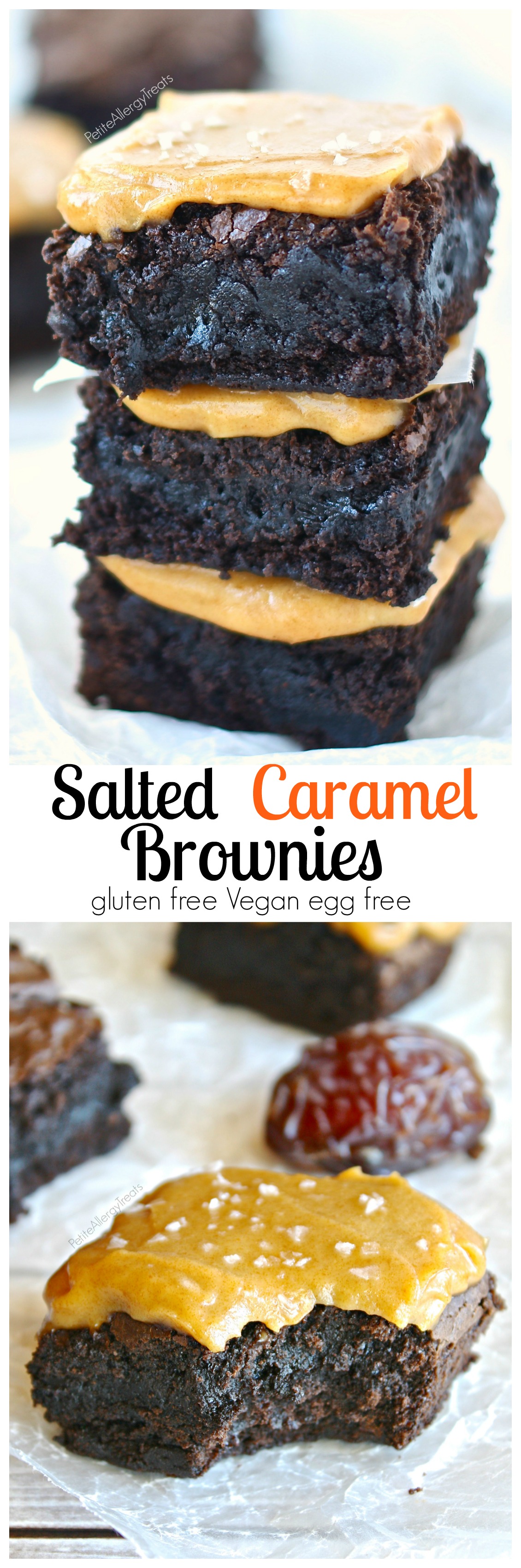 Gluten Free Caramel Brownies (Vegan) Fudgy brownies covered with sweet and salty caramel sauce! Dairy free easy caramel sauce