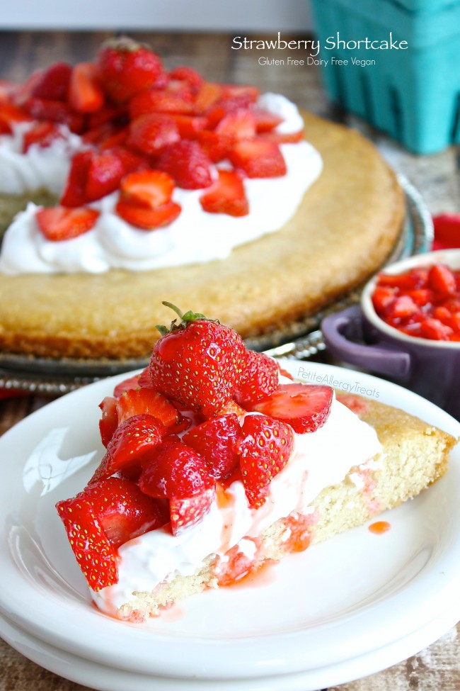 Gluten Free Strawberry Shortcake (dairy free vegan) Delicious fresh strawberries on sweet gluten free cake!