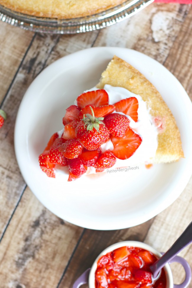 Strawberry Shortcake (gluten free dairy free vegan) Delicious fresh strawberries on sweet gluten free cake!