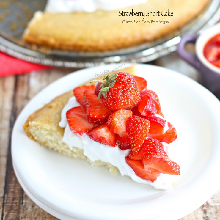 Strawberry Shortcake (gluten free dairy free vegan) Delicious fresh strawberries on sweet gluten free cake!