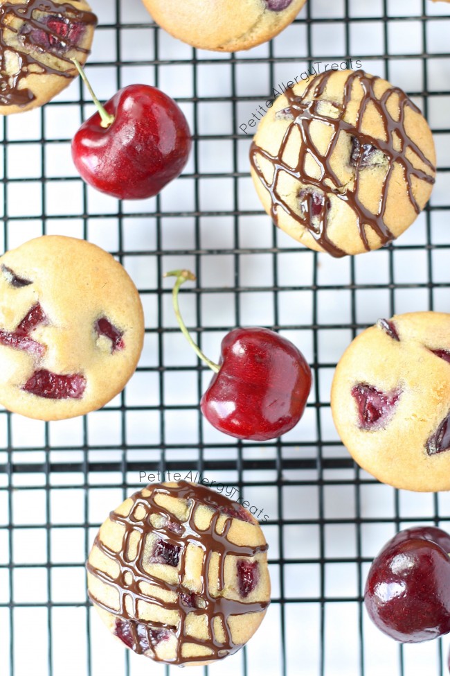 Chocolate Cherry Muffins (gluten free Vegan) Sweet cherries with whole grain gluten free flour makes these muffins irresistible! #tothefullest