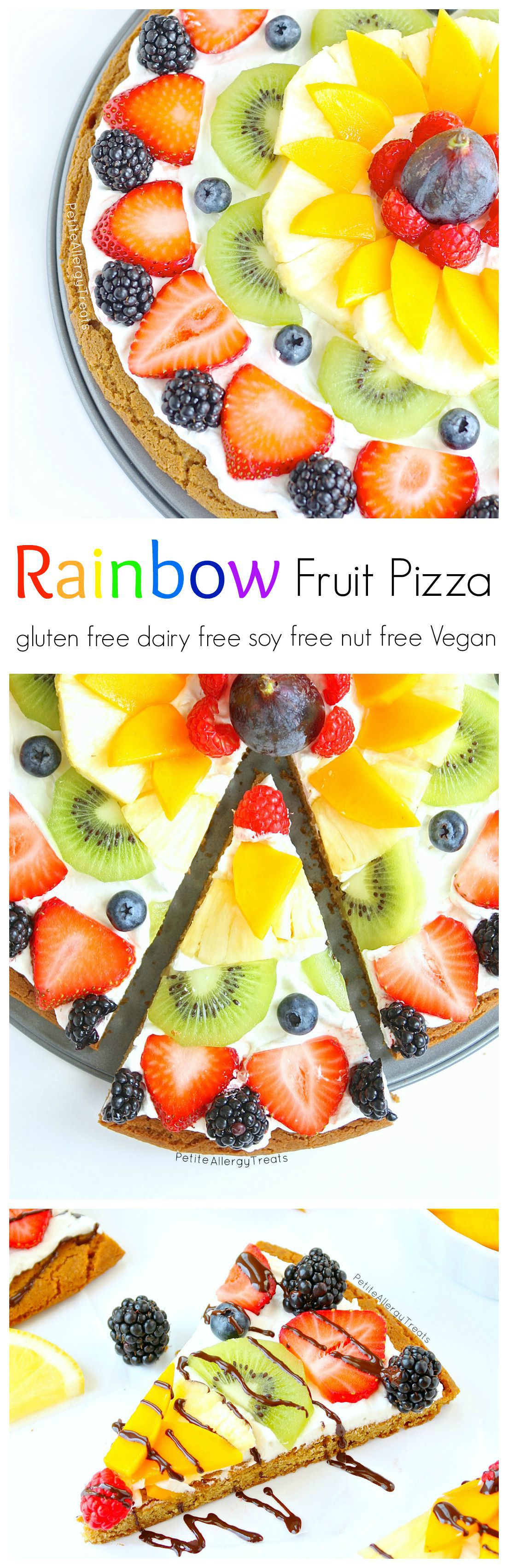 Fruit Pizza (dairy free gluten free Vegan)- Impress anyone with a dairy free gluten free rainbow fruit pizza made with whole grains. #tothefullest