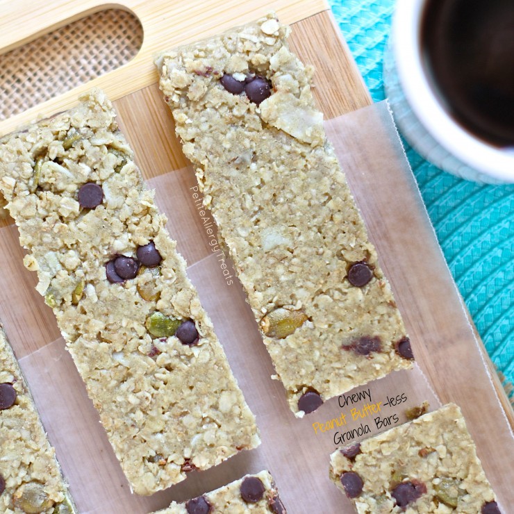 Chewy Granola Bars (peanut free gluten free Vegan) A soft chewy granola bar with all the flavor of peanut butter but made nut-free!