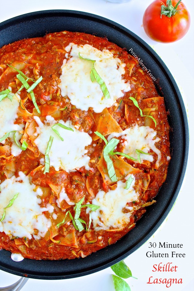 Gluten Free Skillet Lasagna- Ready in 30 minutes, this easy skillet meal is a perfect weeknight dinner!