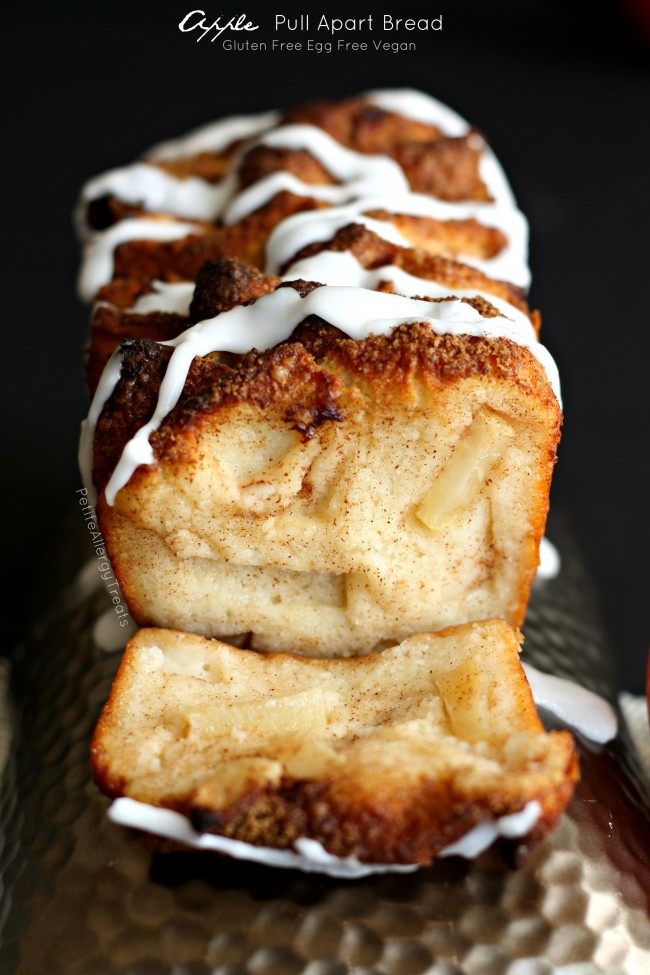 Apple Pull Apart Bread (gluten free dairy free egg free vegan)- Sweet and sticky slices of bread filled with warm cinnamon and apple!