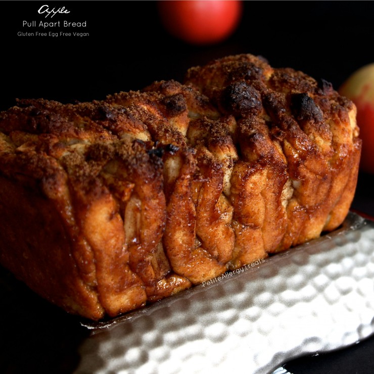 Apple Pull Apart Bread (gluten free dairy free egg free vegan)- Sweet and sticky slices of bread filled with warm cinnamon and apple!