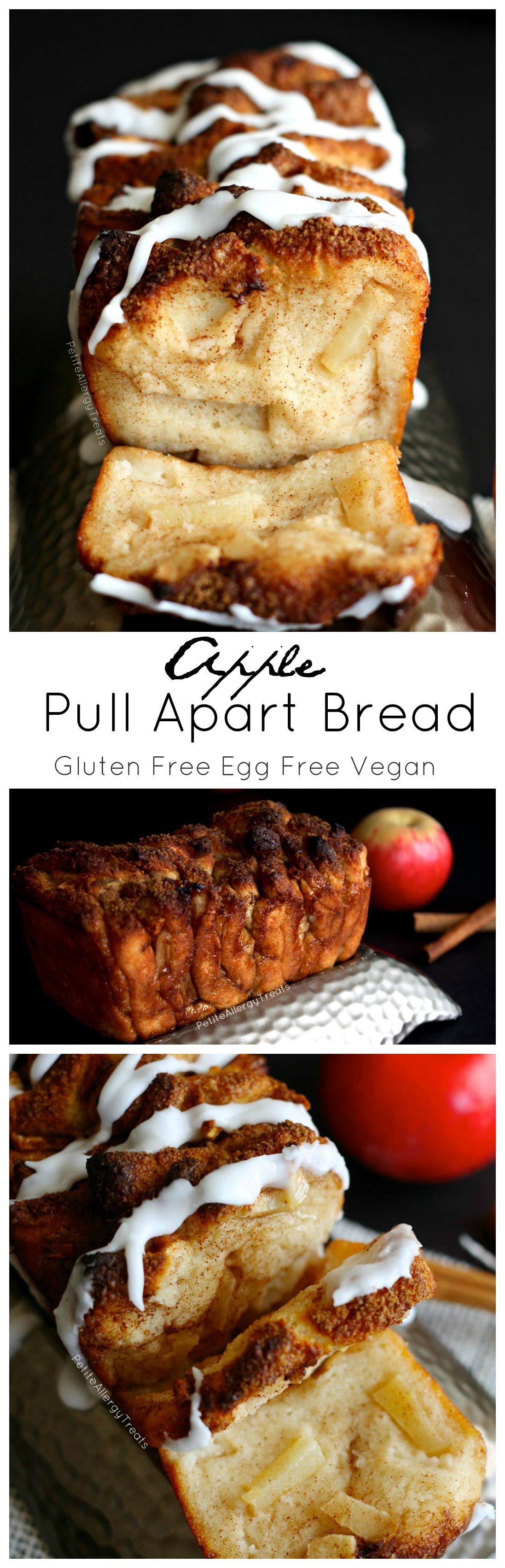 Apple Pull Apart Bread (gluten free dairy free egg free vegan)- Sweet and sticky slices of bread filled with warm cinnamon and apple!