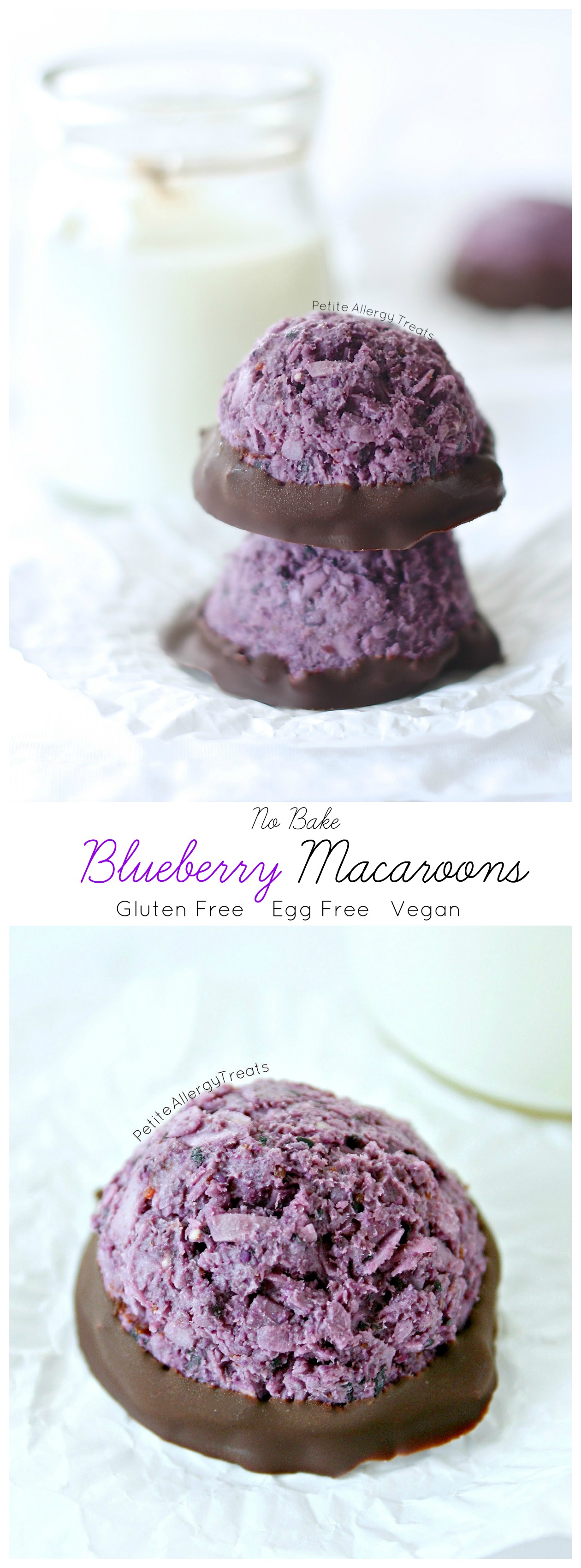 Blueberry Macaroons (egg free gluten free no bake Vegan) Super easy no bake blueberry coconut macaroons.