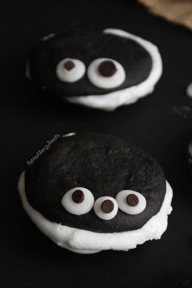 Whoopie Pies (gluten free egg free vegan option) Easy marshmallow filled chocolate cakes, a lighter whoopie pie!