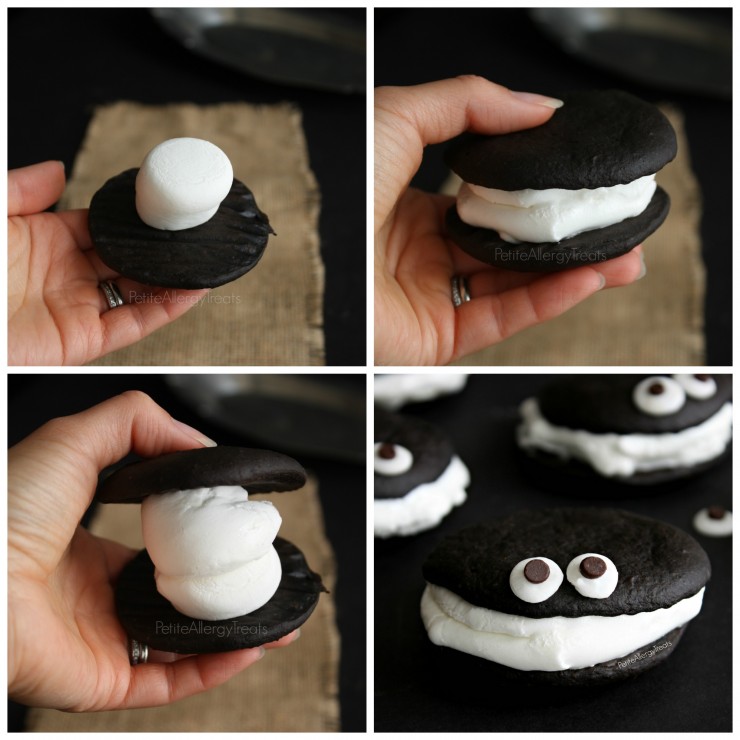 Whoopie Pies (gluten free egg free vegan option) Easy marshmallow filled chocolate cakes, a lighter whoopie pie!