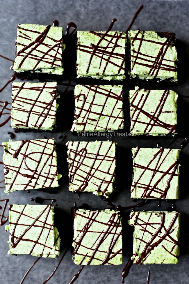 Gluten Free Mint Brownies (Vegan egg free)- Indulge in a fudgy mint chocolate brownie! Naturally colored green.