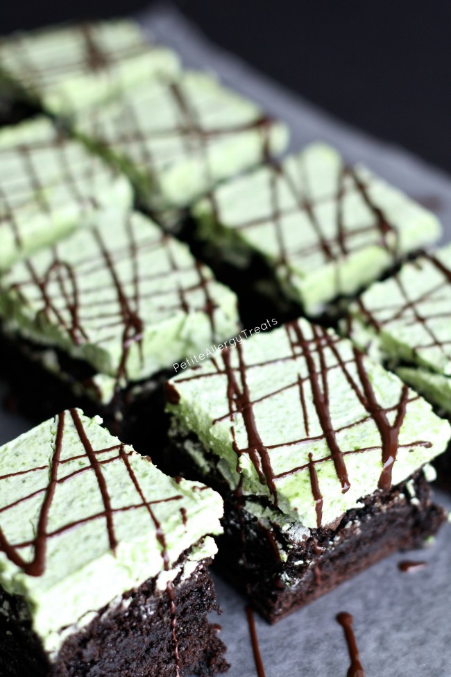 Gluten Free Mint Brownies (Vegan egg free)- Indulge in a fudgy mint chocolate brownie! Naturally colored green.
