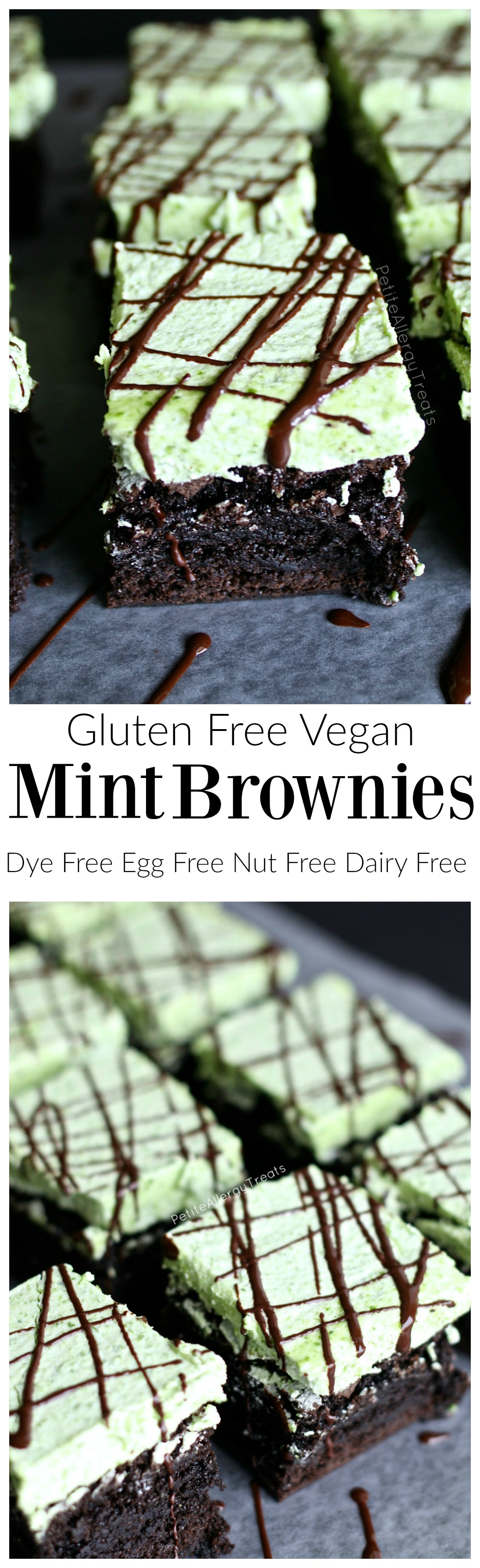 Gluten Free Mint Brownies (Vegan egg free)- Indulge in a fudgy mint chocolate brownie! Naturally colored green.