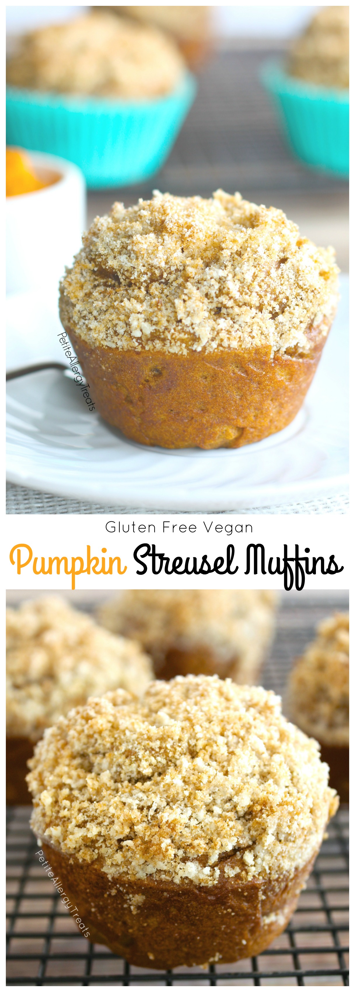 Gluten Free Pumpkin Streusel Muffins (vegan) Delicious pumpkin muffins with crumbly bakery topping