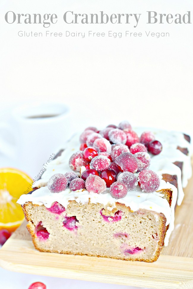 Gluten Free Orange Cranberry Bread (dairy free Vegan egg free) Beautiful easy sparkling cranberries adore this super moist pound cake!