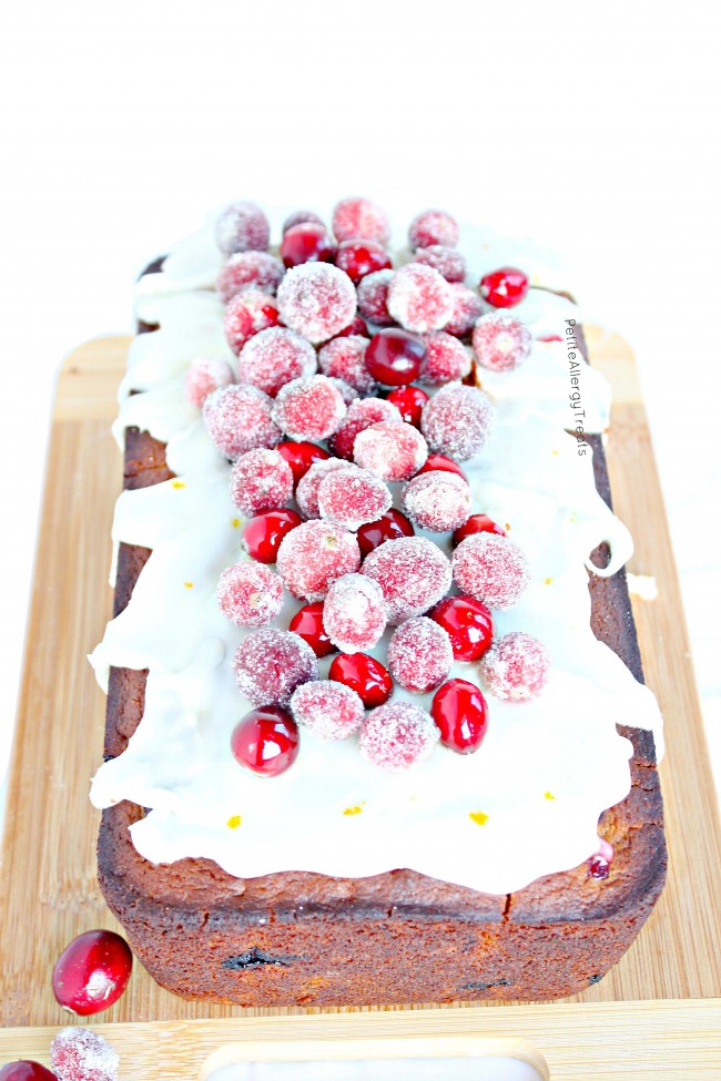 Orange Cranberry Bread Recipe (gluten free dairy free Vegan egg free) Beautiful easy sparkling cranberries adore this super moist pound cake!