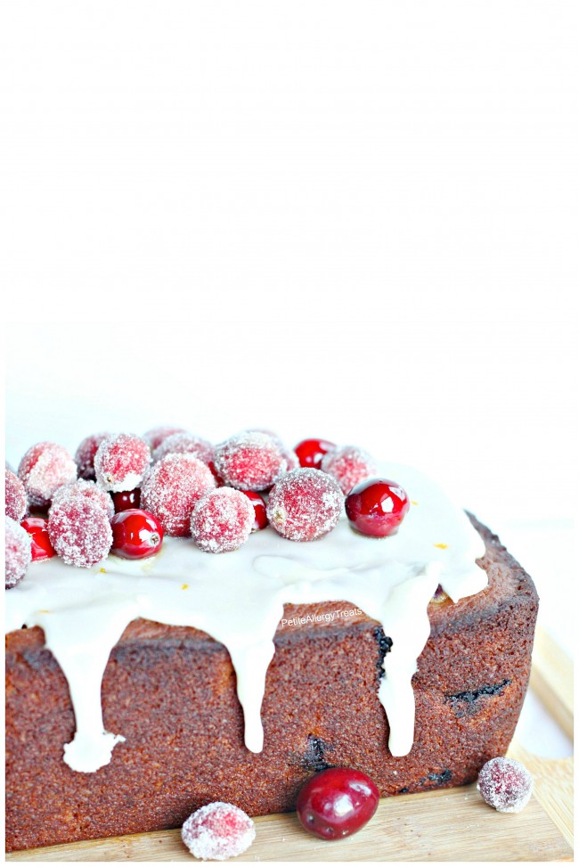 Gluten Free Orange Cranberry Bread Recipe (dairy free Vegan egg free) Beautiful easy sparkling cranberries adore this super moist pound cake! #tothefullest