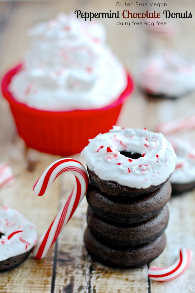Peppermint Chocolate Donuts (gluten free vegan) Bright and minty chocolate donuts are great Christmas!