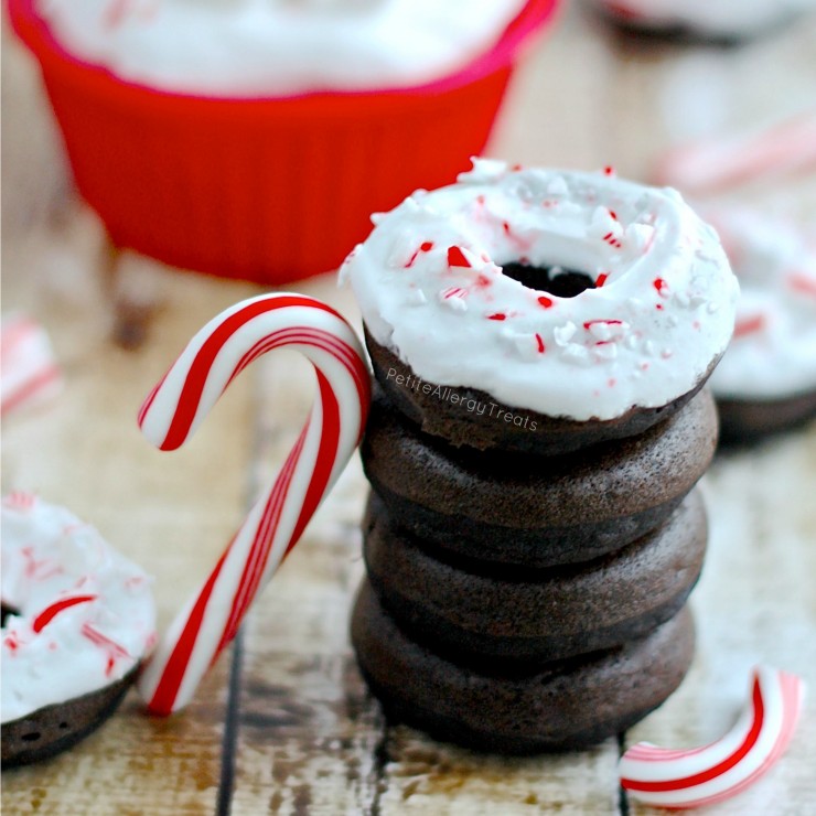 Peppermint Chocolate Donuts (gluten free dairy free vegan) Bright and minty chocolate donuts are great Christmas!