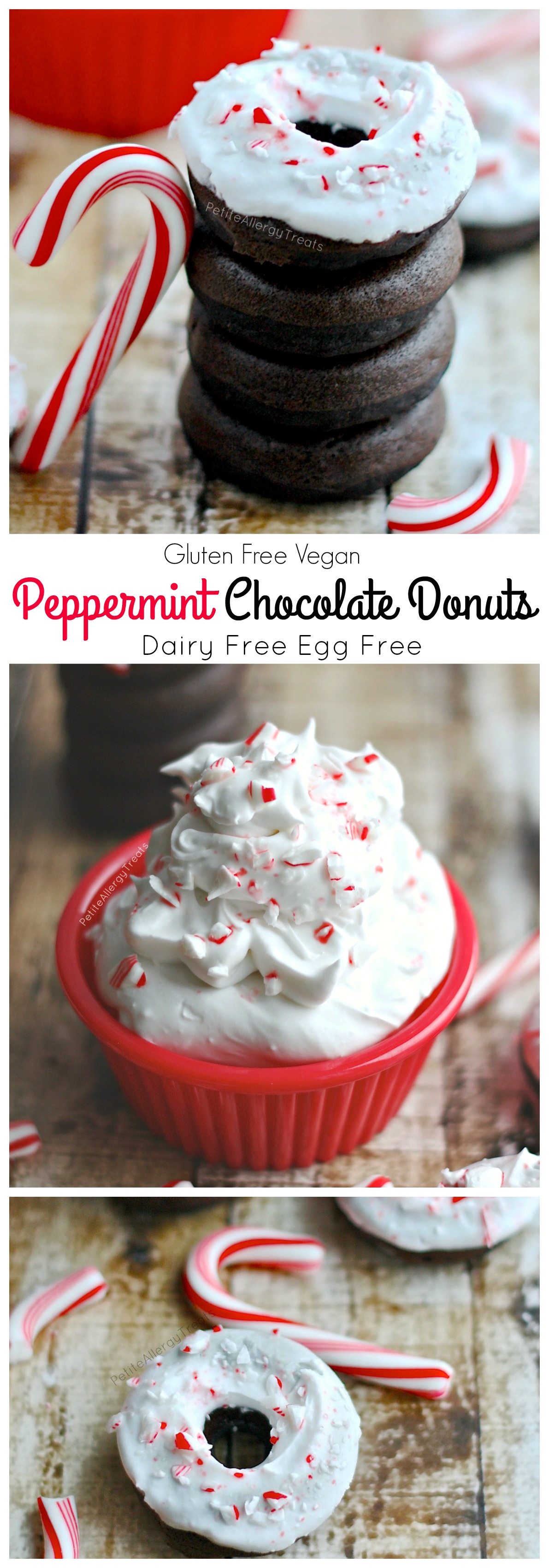 Peppermint Chocolate Donuts (gluten free dairy free vegan) Bright and minty chocolate donuts are great Christmas!