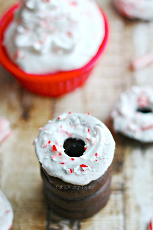 Chocolate Peppermint Donuts (gluten free dairy free vegan) Bright and minty chocolate donuts are great Christmas!
