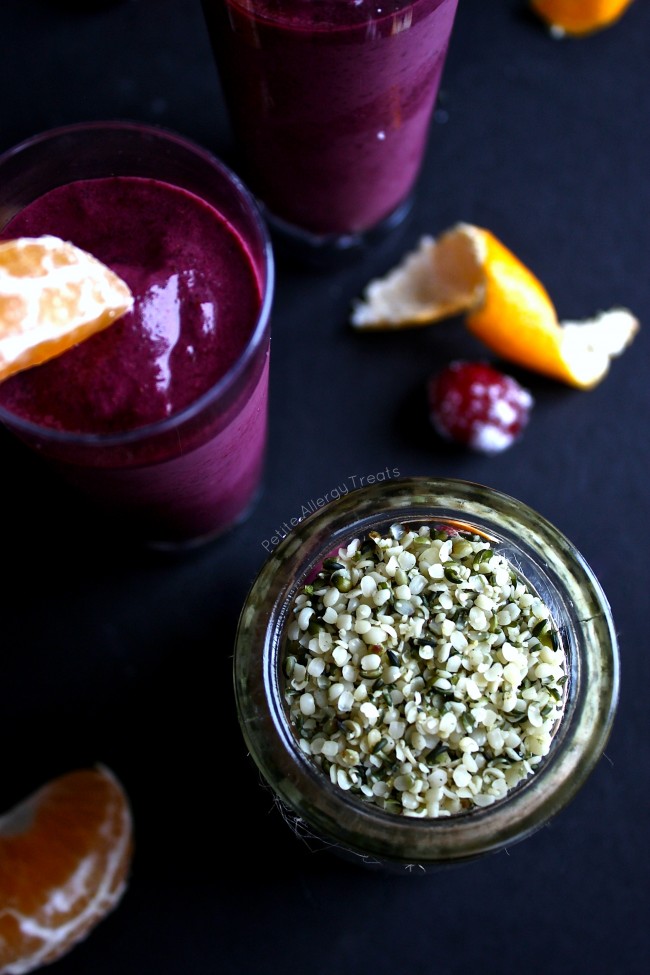 Hemp Orange Blueberry Cranberry Smoothie - Easy breakfast smoothie full of rich antioxidants and protein.