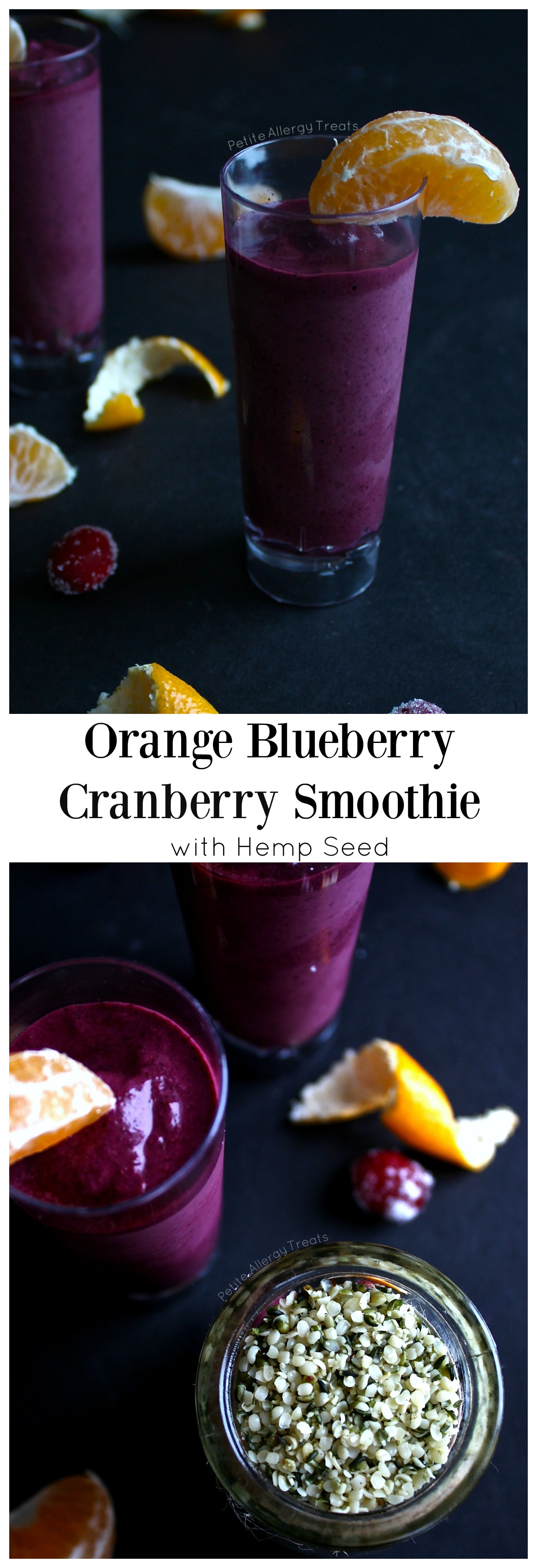 Blueberry Orange Cranberry Hemp Smoothie - Easy breakfast smoothie full of rich antioxidants and protein.