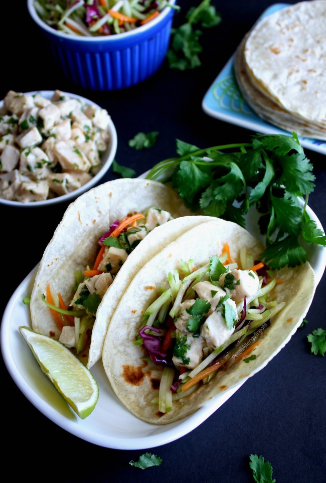 Cilantro Lime Chicken Tacos recipe (gluten free)- Super easy dinner made with rotisserie chicken and ready in under 30 minutes! 