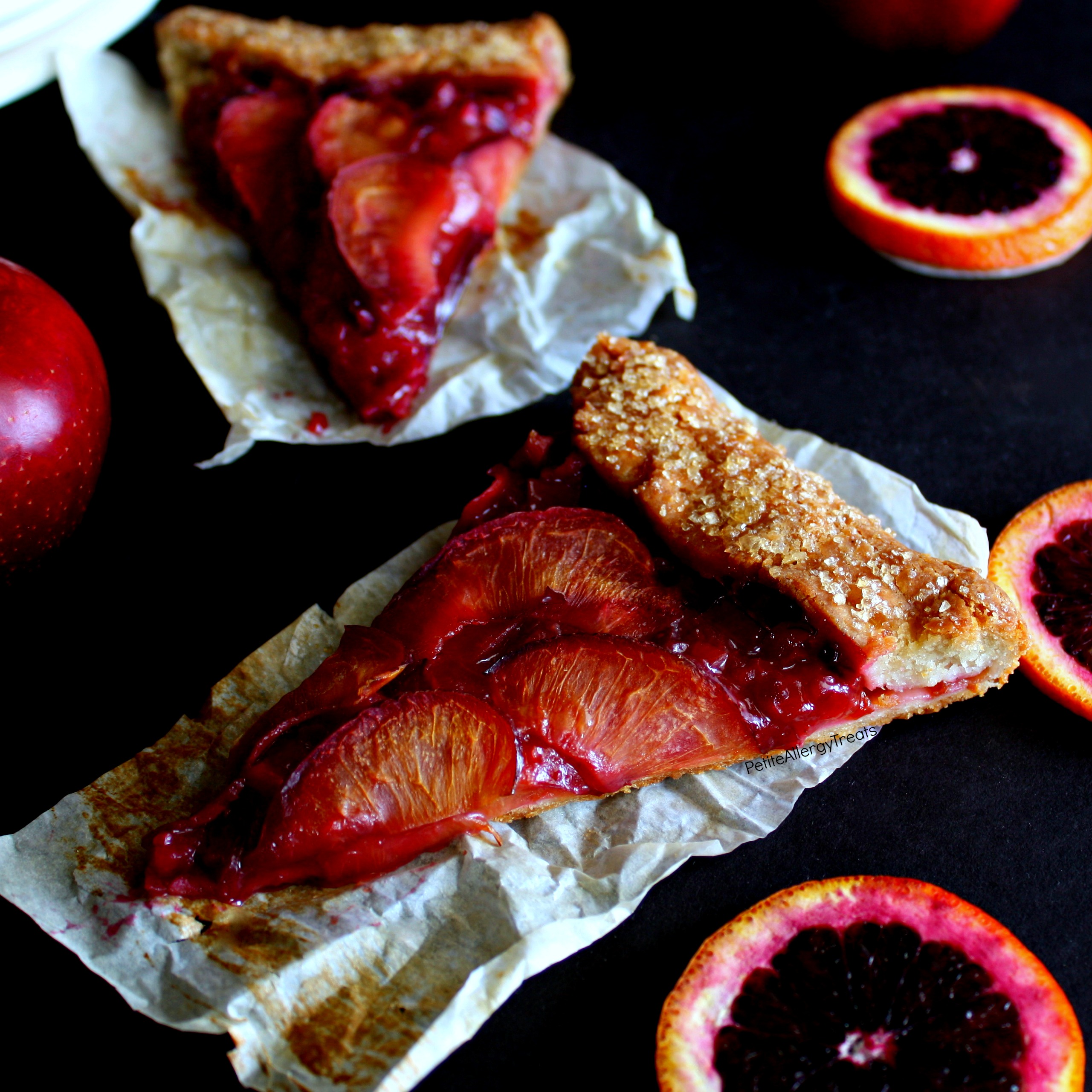 Gluten Free Orange Plum Pie Recipe (vegan dairy free)- Easy rustic galette filled with sweet plums and tart blood oranges