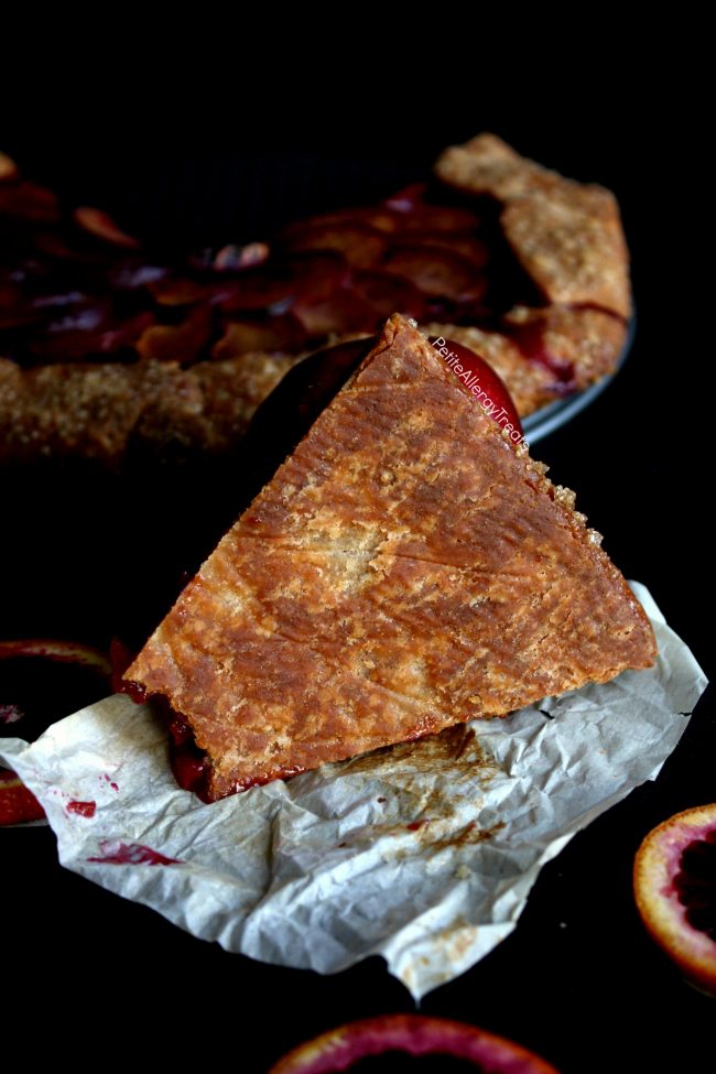 Gluten Free Pie Recipe (vegan dairy free)- Easy rustic galette filled with sweet plums and tart blood oranges