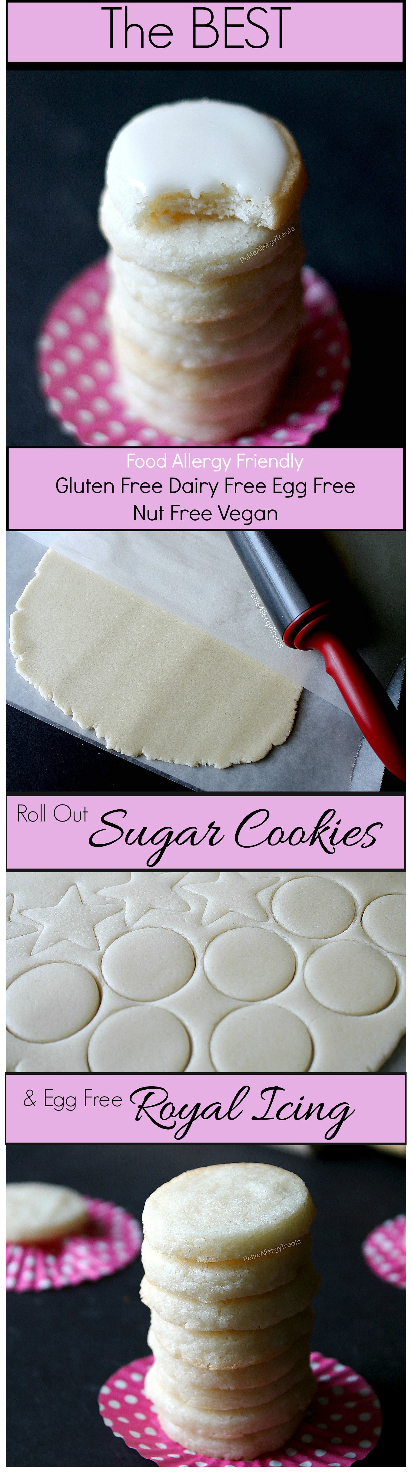 Gluten Free Sugar Cookies Recipe w/ egg free Royal Icing (Vegan dairy free egg free)- Easy roll out sugar cookies! Perfect for Christmas. Food Allergy friendly.